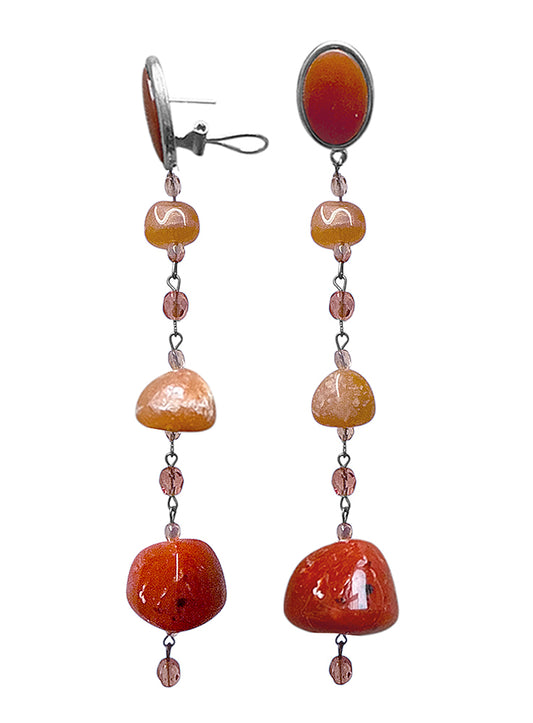 Justwin Boho Ohrringe Resin Coral 13 cm Lang