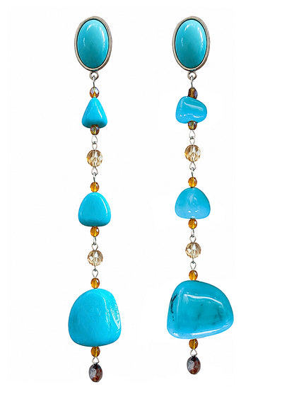 Justwin Boho Ohrringe Resin Türkis 12,7 cm Lang