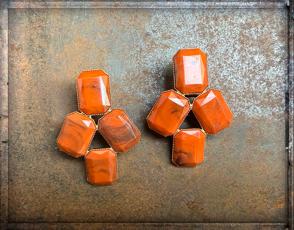 Justwin Resin Ohrringe Coral Orange