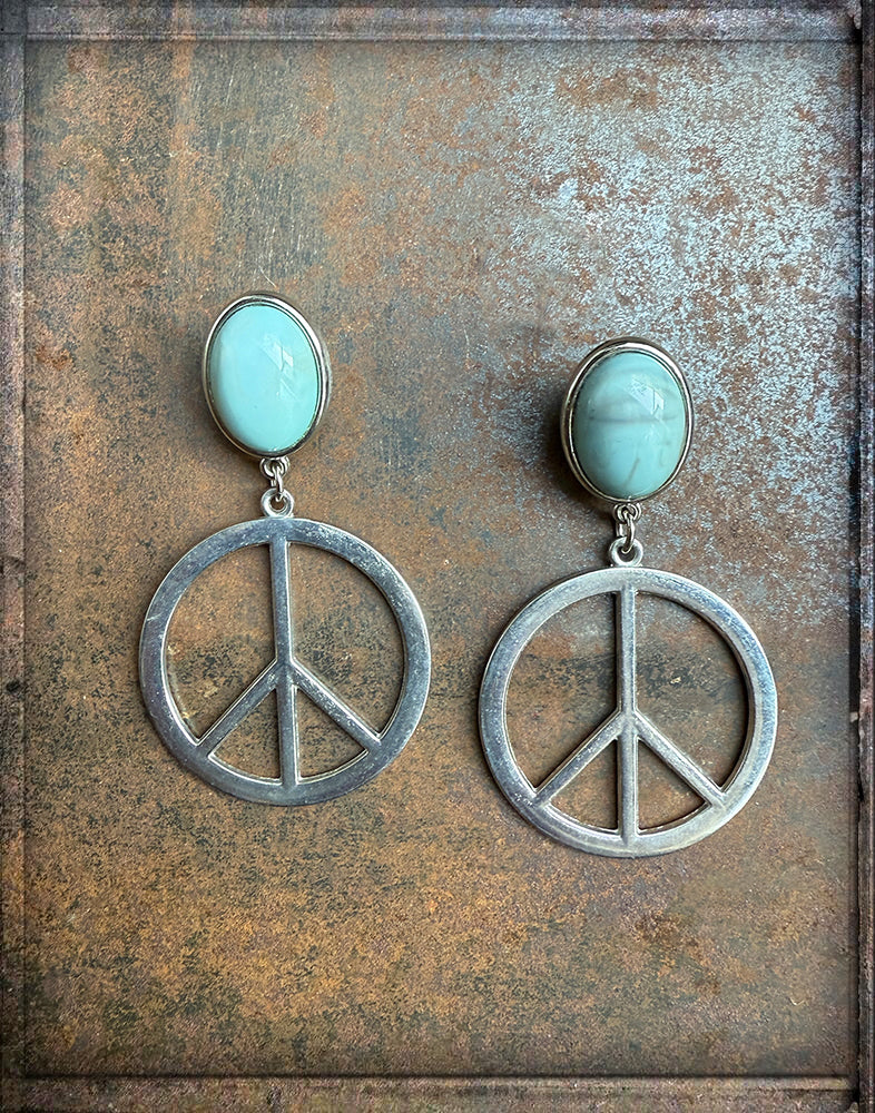 Justwin Ohrringe Peace Silber Türkis Boho
