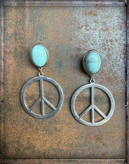 Justwin Ohrringe Peace Silber Türkis Boho