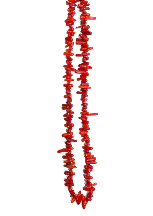 Kette Bambuskoralle Rot Nuggets 120 cm Lang