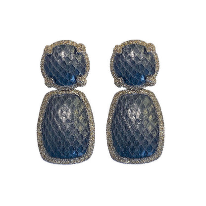 KMO Ohrringe Leder Snake-Print Grau Kamelit Silberpulver