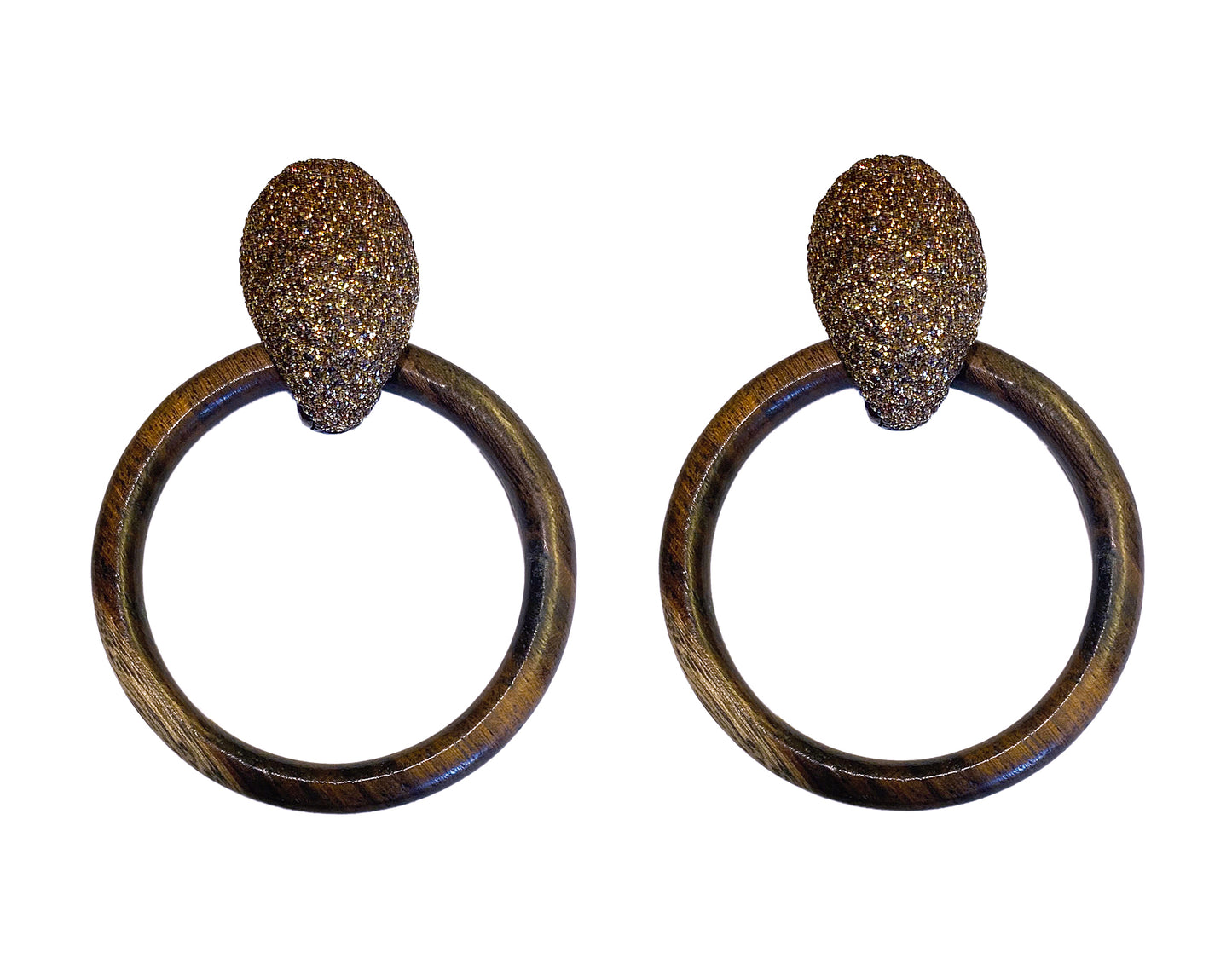 KMO Statement-Ohrringe Ring-Design Holz Kamelit Braun