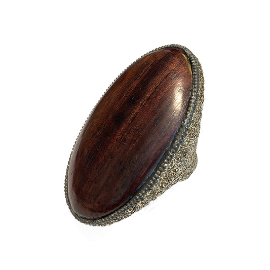 KMO Paris Statement-Ring Holz Kamelit
