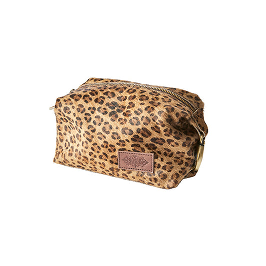 Kosmetiktasche Leoparden-Print Kurzfell Leder Oxford Affari of Sweden