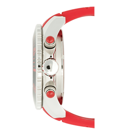 KYBOE XXL Chronograph Master Rot 55 mm Lünette Schwarz Edelstahlgehäuse Silikonarmband 10 ATM Seitlich