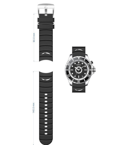 KYBOE XXL Uhr Giant Amsterdam Schwarz 55 mm Edelstahlgehäuse Silikonarmband 10 ATM Detail