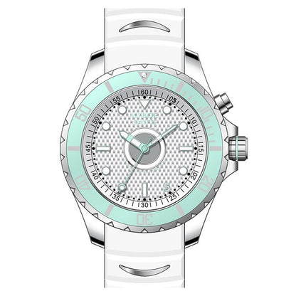 KYBOE XXL Uhr Giant Beach Series 55 mm Edelstahlgehäuse Lünette Mint Silikonarmband Weiß 10 ATM