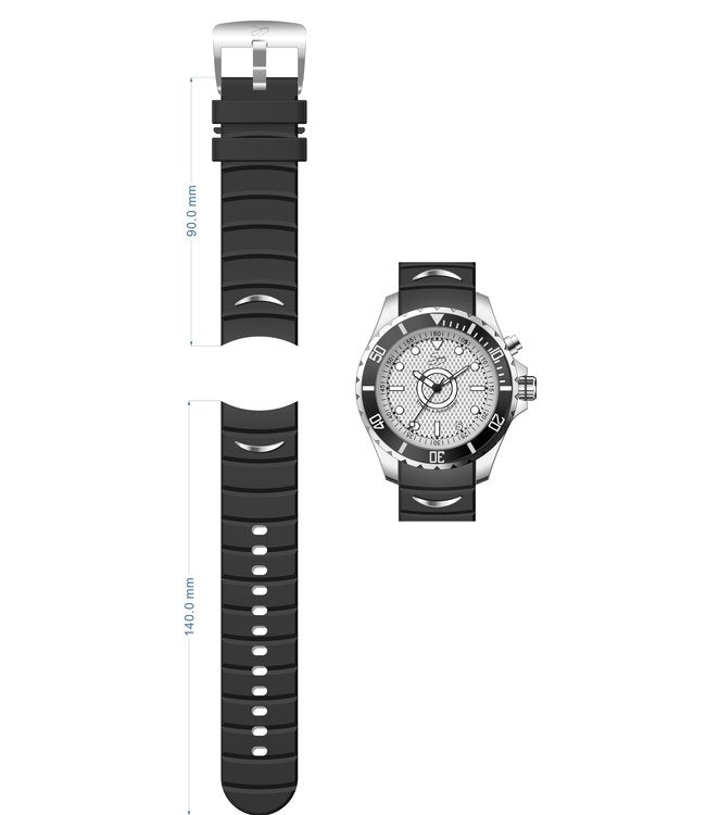 KYBOE XXL Uhr Giant Den Haag 55 mm Zifferblatt Weiß Silikonarmband Schwarz LED-Lichtbeleuchtung 10 ATM Detail
