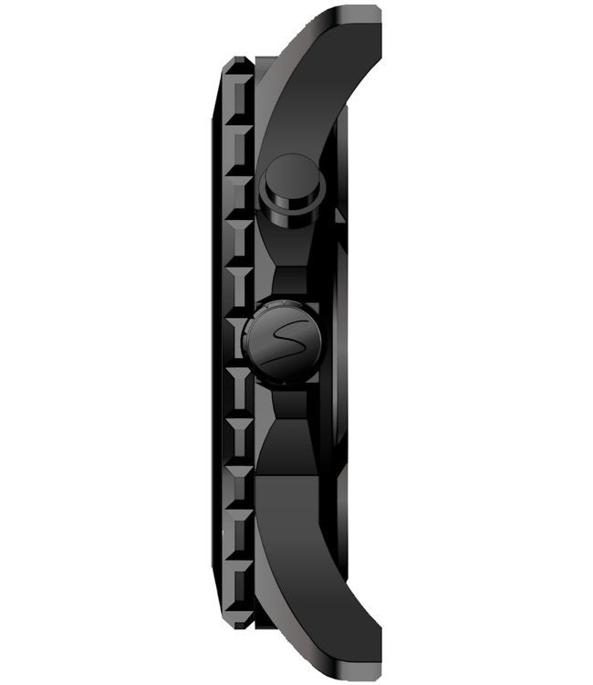 KYBOE XXL Uhr Giant DJ 55 mm Edelstahlgehäuse Schwarz Plattiert Silikonarmband Blaue LED-Lichtbeleuchtung 10 ATM Seitlich