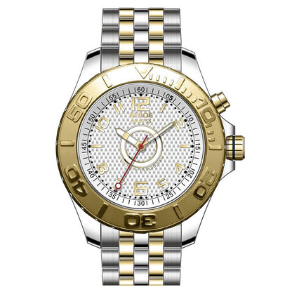 KYBOE XXL Uhr The Gunfire 55 mm Edelstahlarmband Bicolor Silber Gold Plattiert 10 ATM