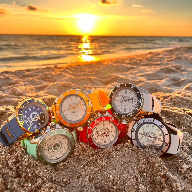 KYBOE XXL Uhren Giant Beach Series 55 mm Edelstahlgehäuse Silikonarmband 10 ATM