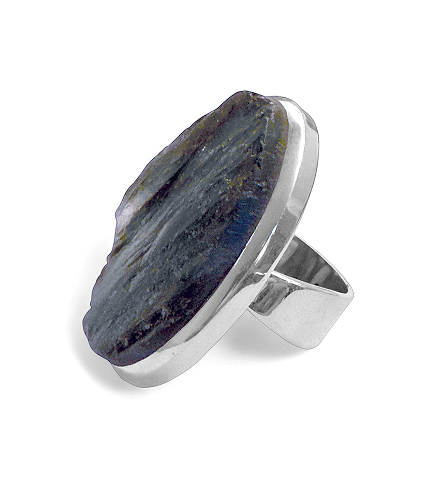 Steinring Labradorit Rohstein Groß 925 Sterling Silber Größenverstellbar Unikat