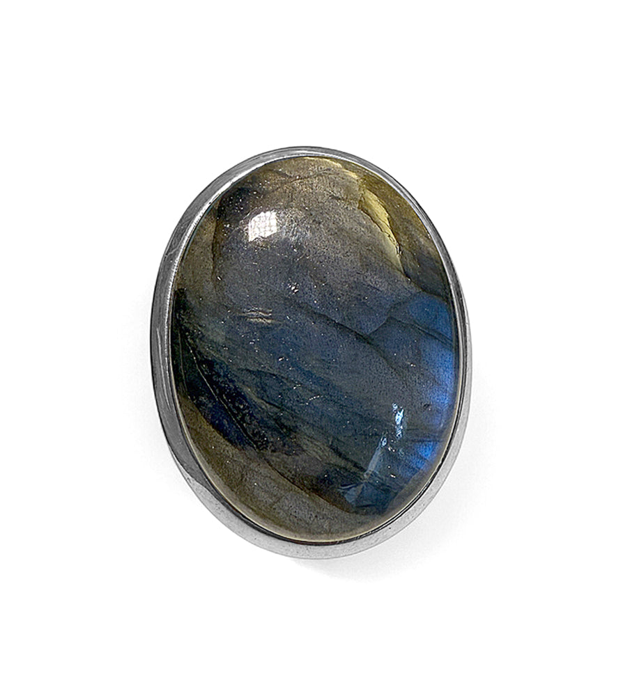 Labradorit-Ring Groß 925 Sterling Silber Größenverstellbar Unikat