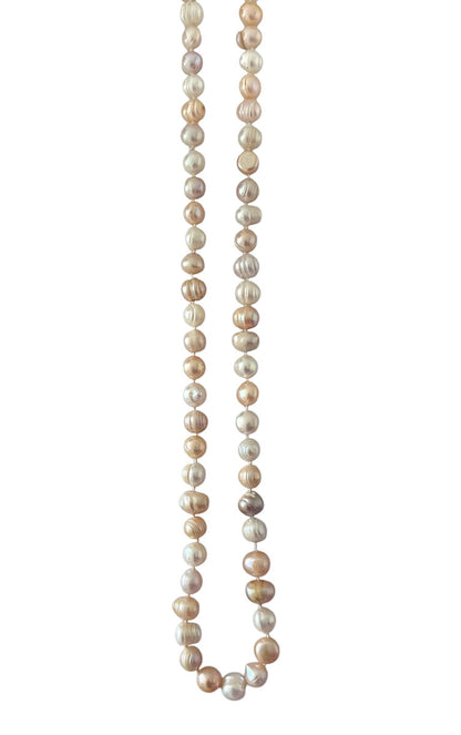 Lange Süßwasserperlkette Echte Perlen Geknotet 145 cm Layering-Look