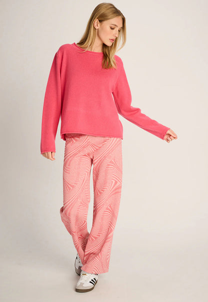 Les Tricots d'O Hose Coral Muster-Mix Lurex-Glitzer Leicht Ausgestelltes Bein Elastischer Bund Model