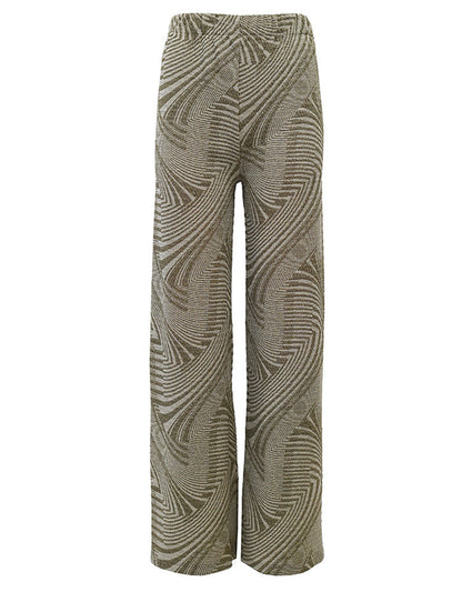 Les Tricots d'O Hose Oliv Muster-Mix Lurex-Glitzer Leicht Ausgestelltes Bein Elastischer Bund