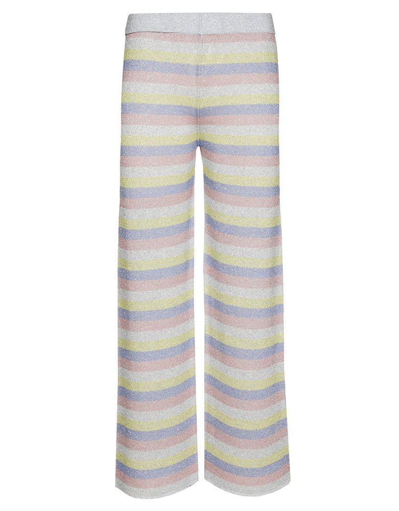 Les Tricots d'O Hose Pastell Streifen Lurex-Glitzer Leicht Ausgestelltes Bein Elastischer Bund