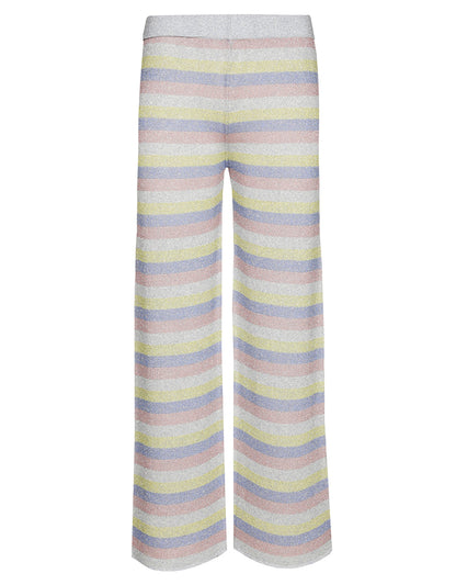 Les Tricots d'O Hose Pastell Streifen Lurex-Glitzer Leicht Ausgestelltes Bein Elastischer Bund
