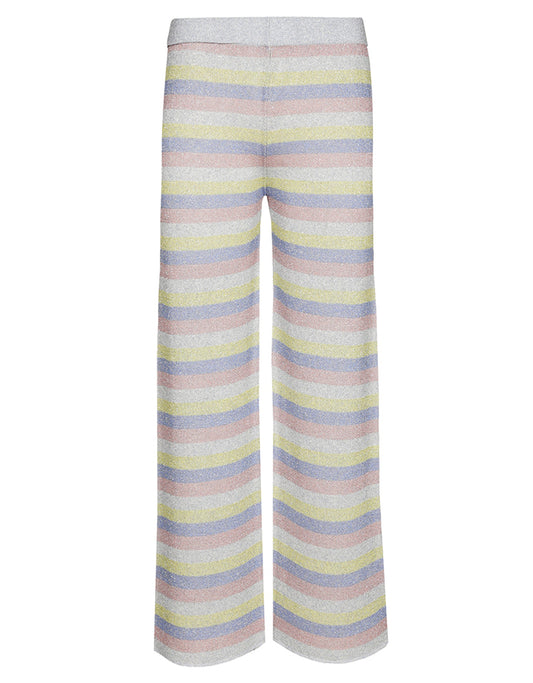 Les Tricots d'O Hose Pastell Streifen Lurex-Glitzer Leicht Ausgestelltes Bein Elastischer Bund