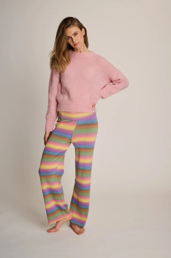 Les Tricots d'O Hose Michelle Streifen Strick Baumwolle Pastell Multicolor Model 2