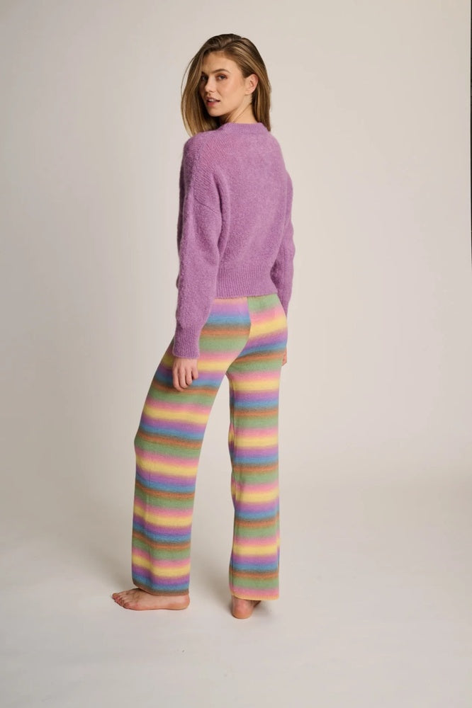 Les Tricots d'O Hose Michelle Streifen Strick Baumwolle Pastell Multicolor Model 4