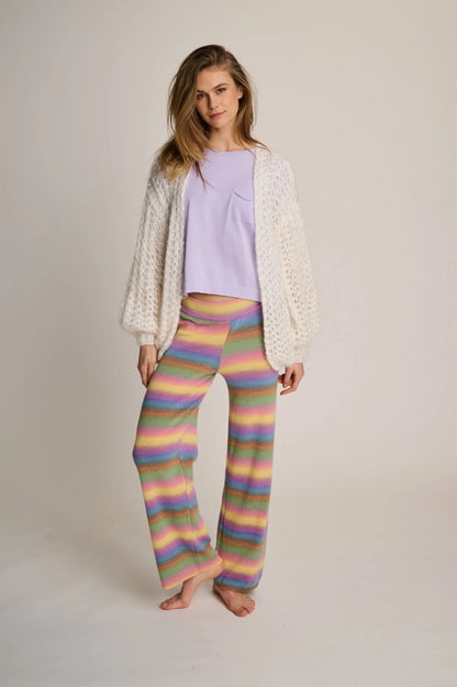 Les Tricots d'O Hose Michelle Streifen Strick Baumwolle Pastell Multicolor Model 5