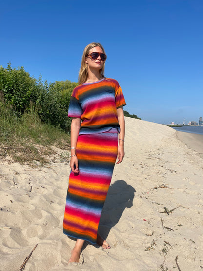 Les Tricots d'O Maxi-Rock Manon Streifen Strick Baumwolle Multicolor Mix Model 4