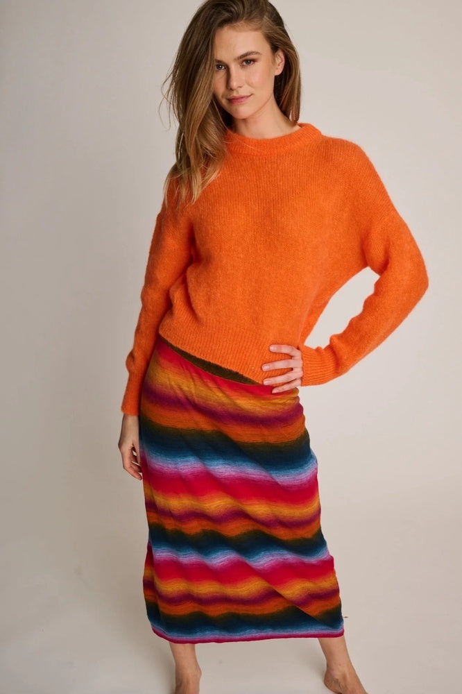 Les Tricots d'O Maxi-Rock Manon Streifen Strick Baumwolle Multicolor Mix Model