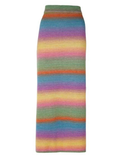Les Tricots d'O Maxi-Rock Manon Streifen Strick Baumwolle Pastell Multicolor