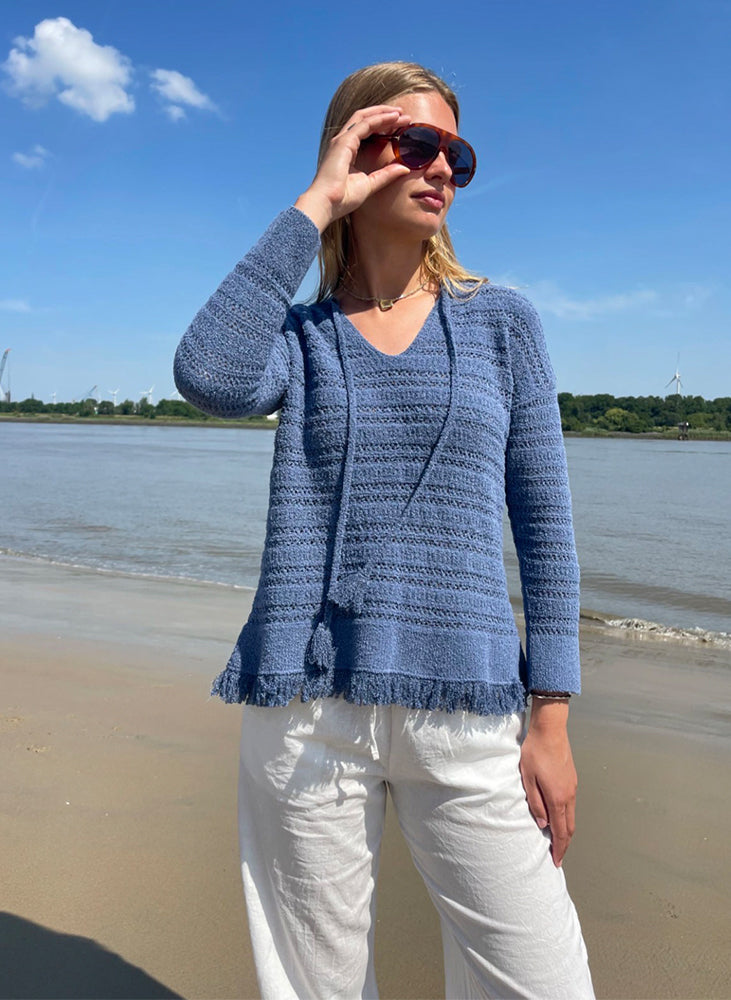 Les Tricots d'O Pullover Luna Fransen Lochstrick Boho Model