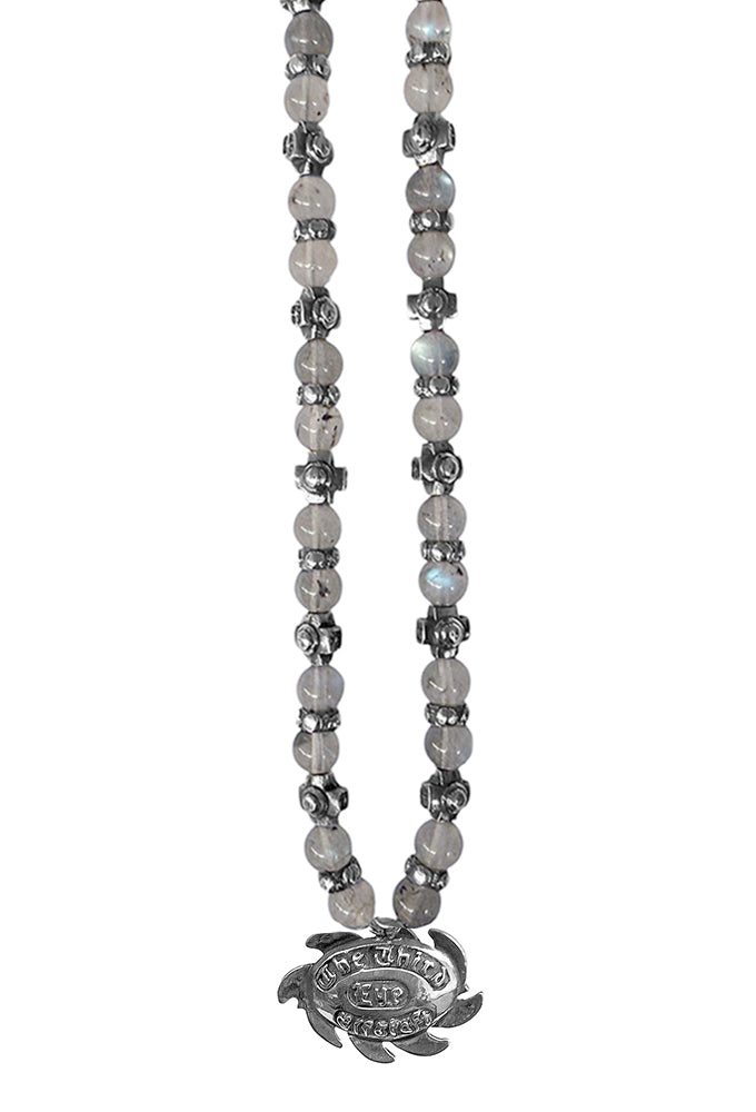 Elfcraft Kette The Third-Eye-Anhänger Labradorit Light Opal Kreuz-Beads 925 Sterling Silber Massiv Rock Style Rückseite