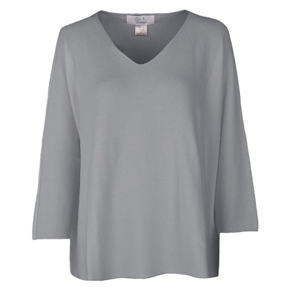 Lou & Odette Sweater Laura Oversize Viskose-Mix Grau V-Ausschnitt Ärmel mit Außennaht
