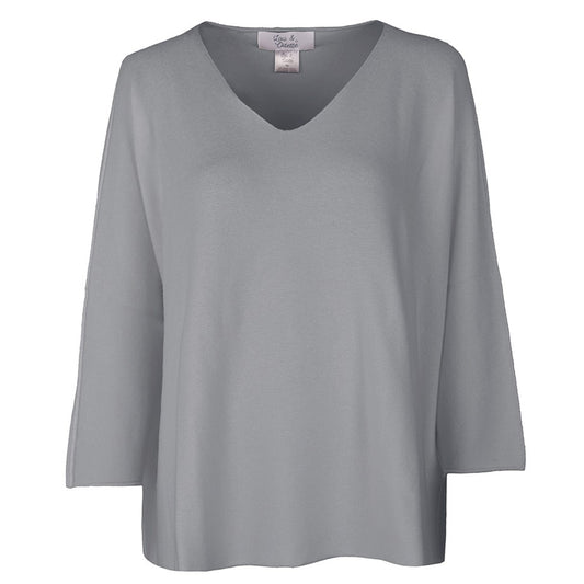 Lou & Odette Sweater Laura Oversize Viskose-Mix Grau V-Ausschnitt Ärmel mit Außennaht