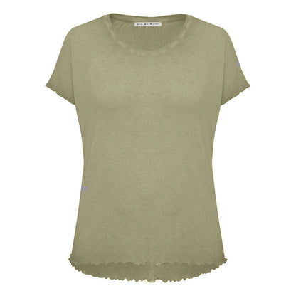 Love Joy Victory T-Shirt Adela Bio-Baumwolle Modal-Mix Khaki Rüschen-Wellennaht Detail