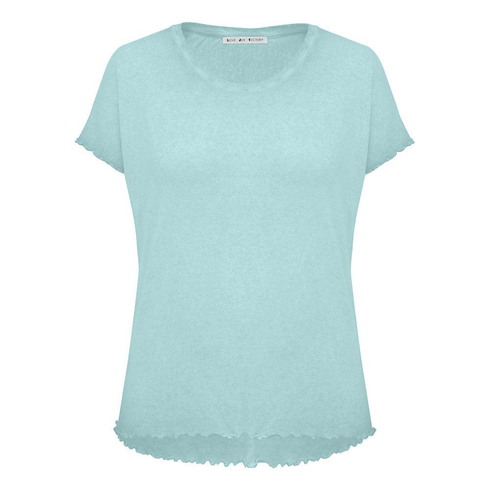 Love Joy Victory T-Shirt Adela Bio-Baumwolle Modal-Mix Hellblau Rüschen-Wellennaht