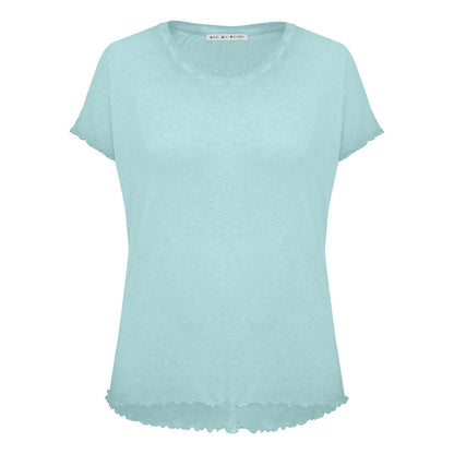 Love Joy Victory T-Shirt Adela Bio-Baumwolle Modal-Mix Hellblau Rüschen-Wellennaht