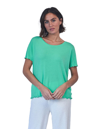 Love Joy Victory T-Shirt Adela Bio-Baumwolle Modal-Mix Peppermint Rüschen-Wellennaht Ruffles
