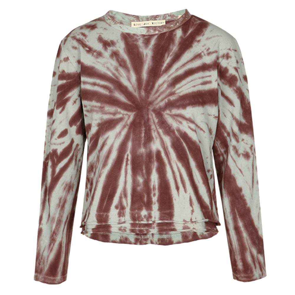 Love Joy Victory Batik-Longsleeve Maybell Salbei Braunrot Tie & Dye Relaxed-Fit