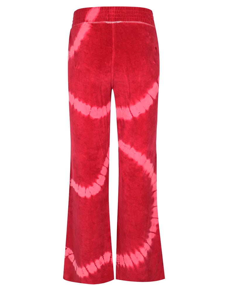 Love Joy Victory Batik-Sweatpants Mayari Jalapeno Red Rot Pink Tie & Dye Flared-Passform Velvet-Stoff Rückseite