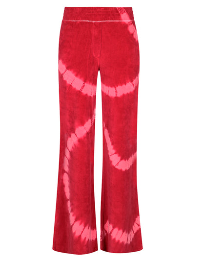 Love Joy Victory Batik-Sweatpants Mayari Jalapeno Red Rot Pink Tie & Dye Flared-Passform Velvet-Stoff
