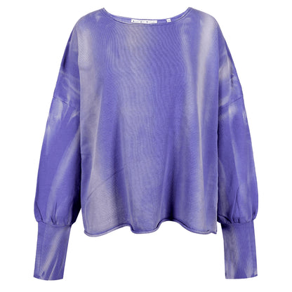 Love Joy Victory Batik Sweatshirt Hilda Oversize Rückenprint Lila Iris Blue