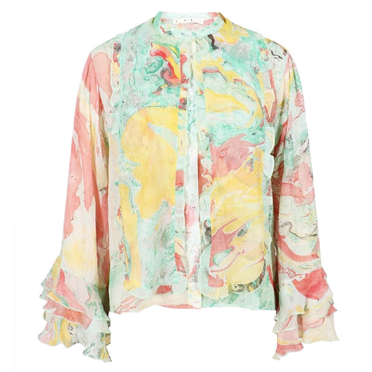 Love Joy Victory Bluse Kaloa Viskose Multicolor Pastelltöne Rüschen-Details