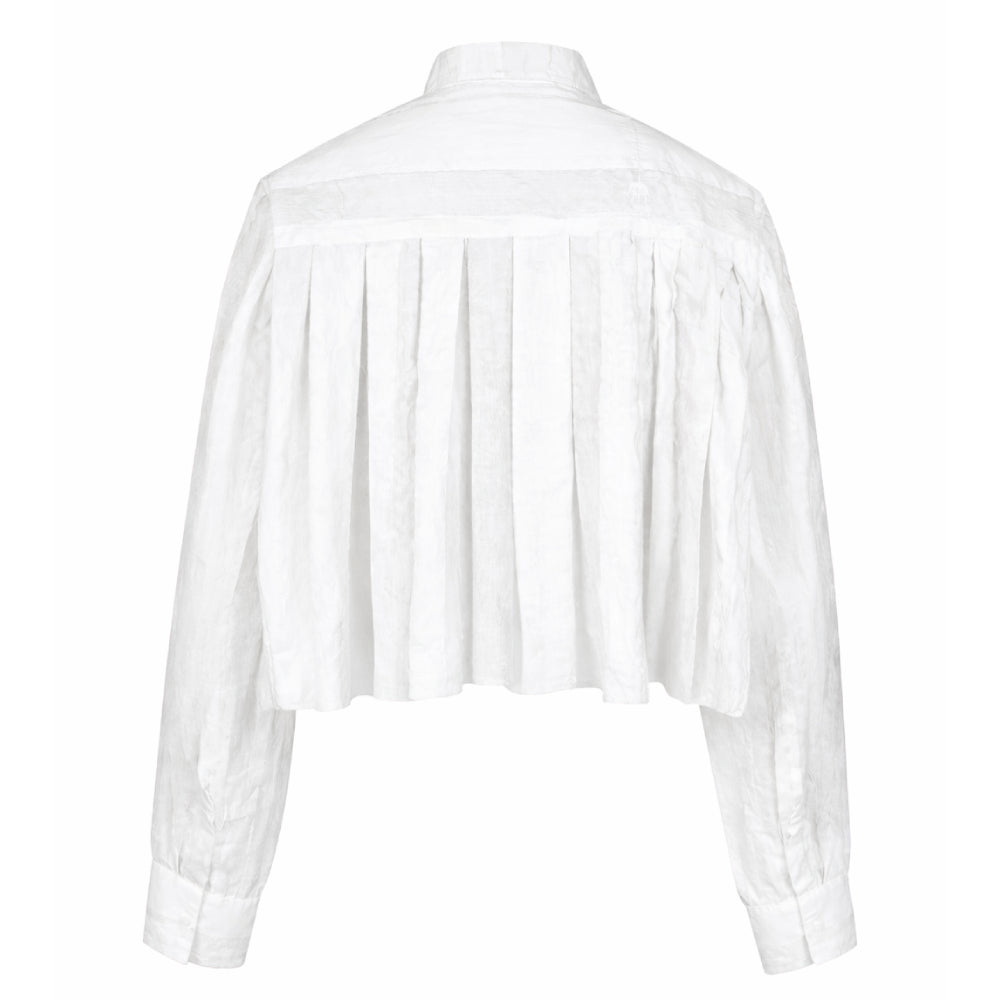 Love Joy Victory Bluse Tiny Plissee-Details Weiß Rückseite
