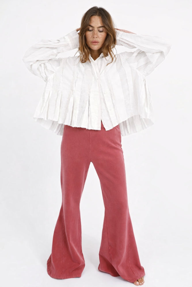 Love Joy Victory Bluse Tiny Plissee-Details Weiß Bio-Baumwolle