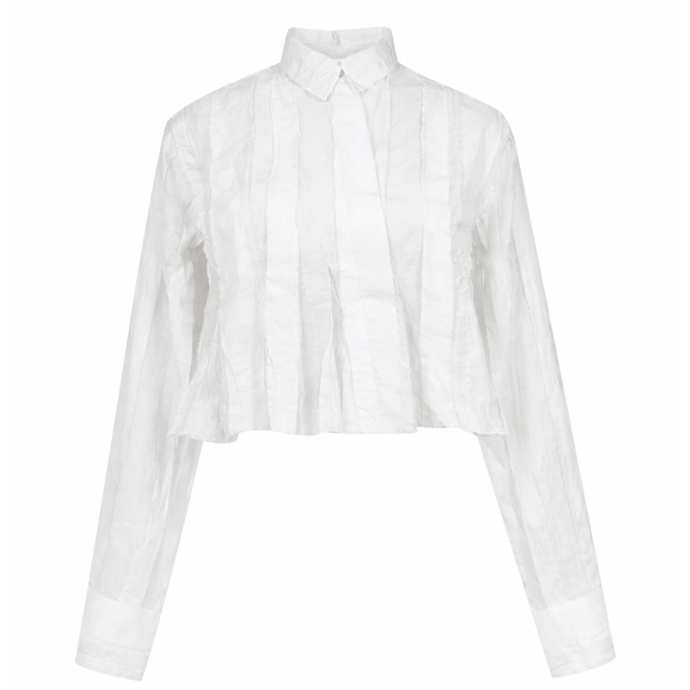 Love Joy Victory Bluse Tiny Plissee-Details Weiß
