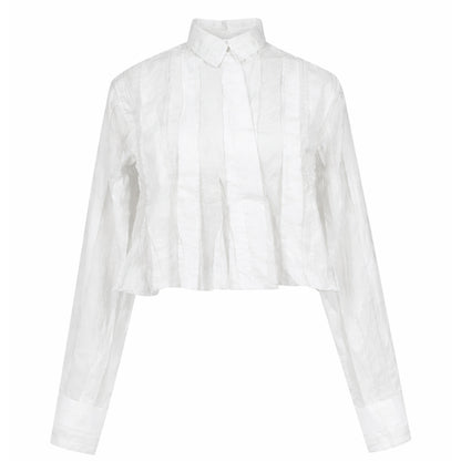 Love Joy Victory Bluse Tiny Plissee-Details Weiß
