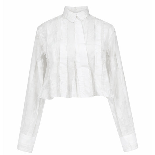 Love Joy Victory Bluse Tiny Plissee-Details Weiß