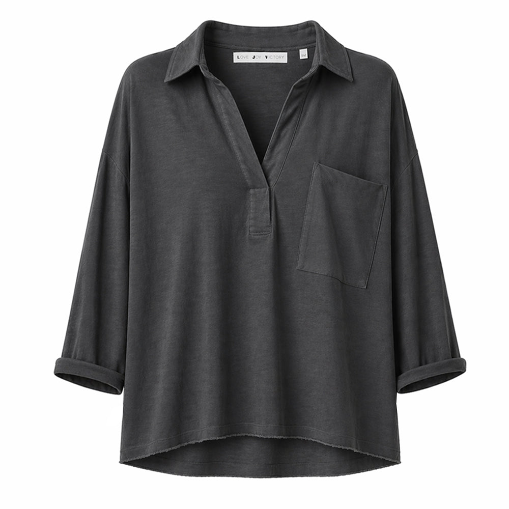 Love Joy Victory Blusenshirt Tali Anthrazit Bio-Baumwolle
